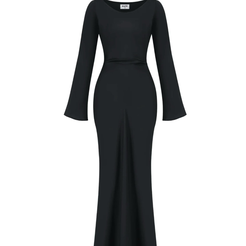 Marbl Gamine Long Sleeve Dress; Elegant Black Maxi Dress